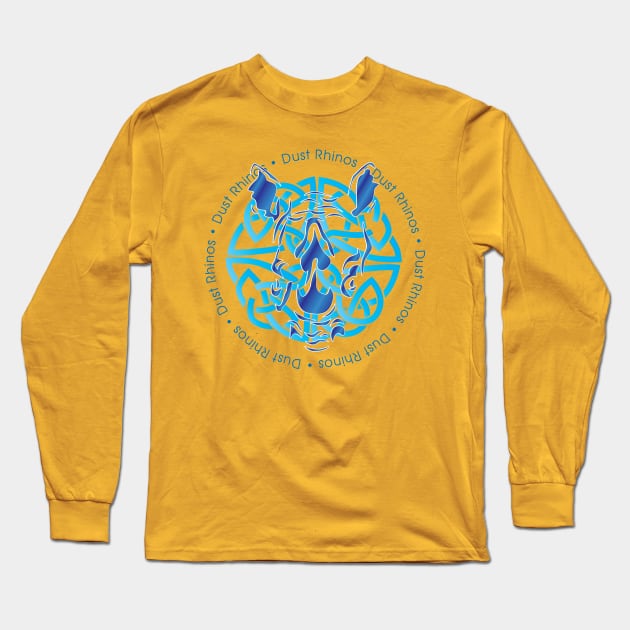 Dust Rhino Blue Knotwork Long Sleeve T-Shirt by Dust Rhinos Swag Store